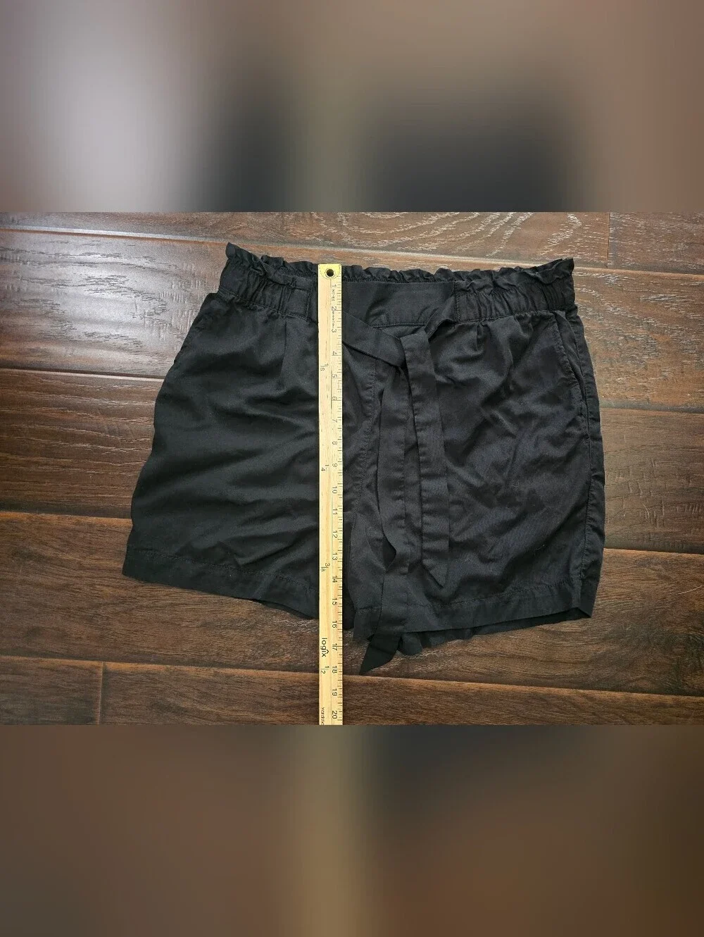 H&M Womens Black High-Waist Shorts with tie Size 10